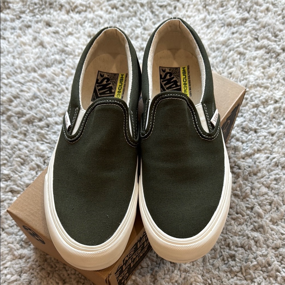 Vans Men's Olive Slip-On Loafers